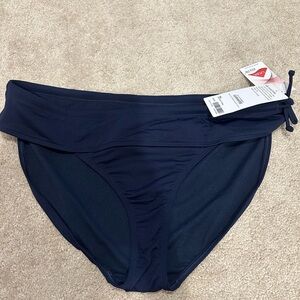 Athleta Side Tie Swim Bottoms DRBL Navy blue XL NWT